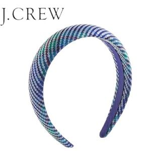 NWT J. Crew Multicolor Sequin tartan puff Headband